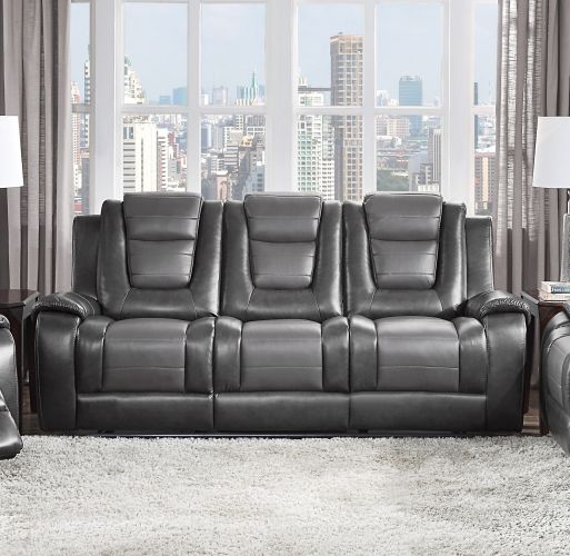 Modern Luxury Sofa Dual Reclining with Center Drop-Down Cup Holders 1pc Formal Living Room Furniture Premium Faux Leather Upholstery Comfortable Two-T