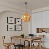 Boho Hemp Rope Pendant Light, Handcrafted Farmhouse Hanging Light Fixture for Kitchen Island, Dining Room, or Bedroom, Natural Finish