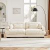 Modern Two-Seat Sofa with Bolstered Armrests,Velvet 2-Seat Sofa With Waist Pillows and Throw Pillows , Suitable for Living Room