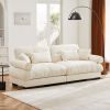 Modern Two-Seat Sofa with Bolstered Armrests,Velvet 2-Seat Sofa With Waist Pillows and Throw Pillows , Suitable for Living Room