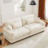 Modern Two-Seat Sofa with Bolstered Armrests,Velvet 2-Seat Sofa With Waist Pillows and Throw Pillows , Suitable for Living Room